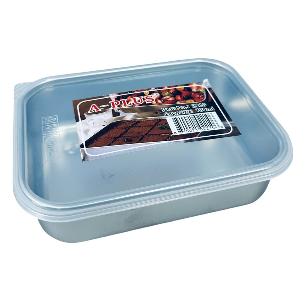 Лоток с крышкой A-Plus 2210 из нержавеющей стали 700 мл 16,6х12,8х3,5 см Стальной (23581)