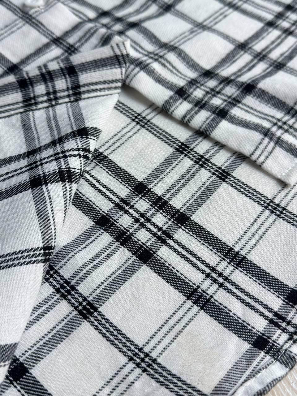 Сорочка жіноча Baoyu 225-1 в клітинку оверсайз фланель OS Білий (4761) - фото 8