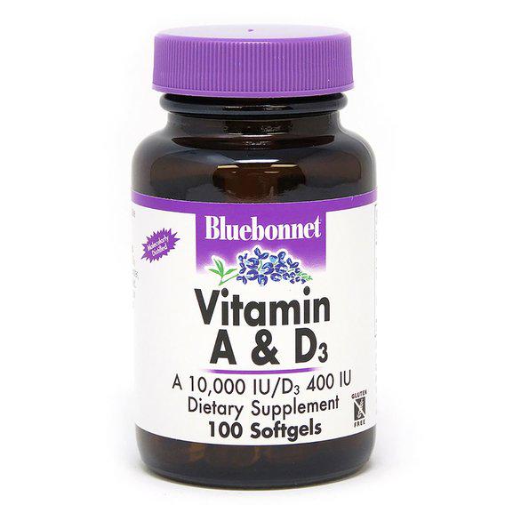 Витамин A Bluebonnet Nutrition Vitamin A And D3 10 000 IU/400 IU 100 Softgels (BLB0300) - фото 1