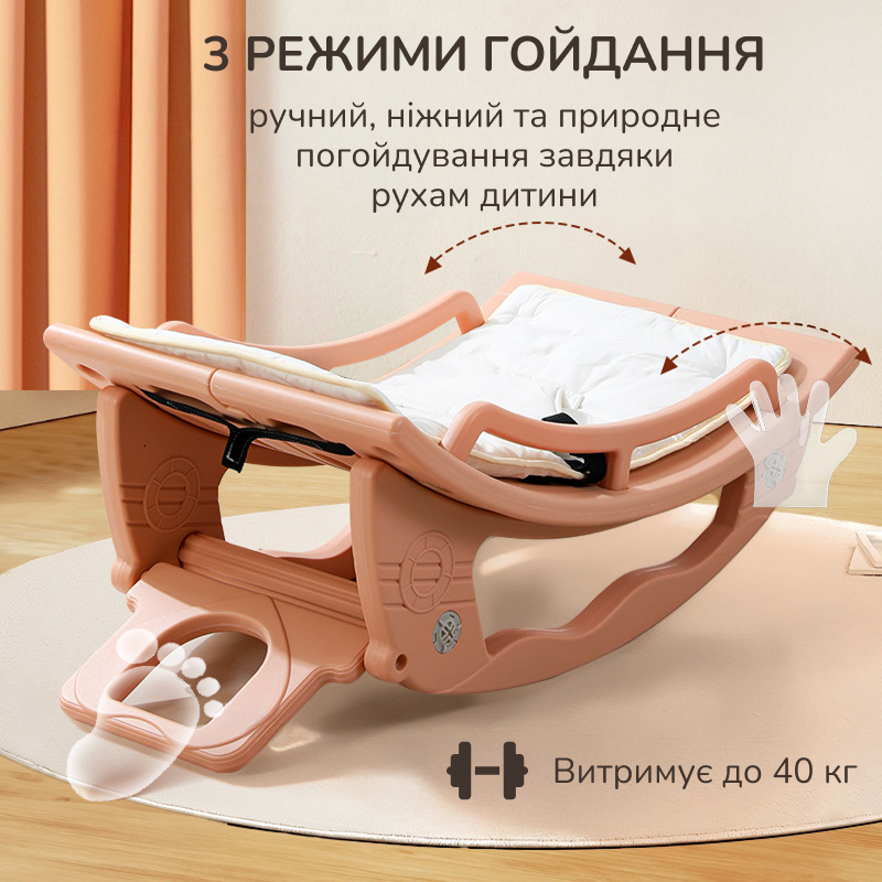 Шезлонг-гойдалка для новонароджених Lumpurini Melisenda 2в1 з функцією заколисування (YY-01) - фото 6