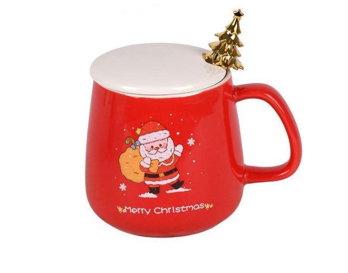 Чашка новогодняя с крышкой и ложкой Merry Christmas 420 мл (R34156)