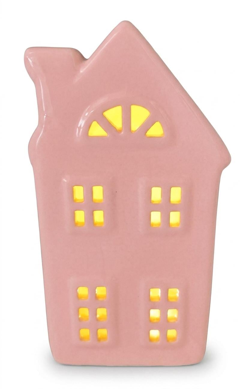 Светильник декоративный керамический Домик Home Accents 15 см Розовый