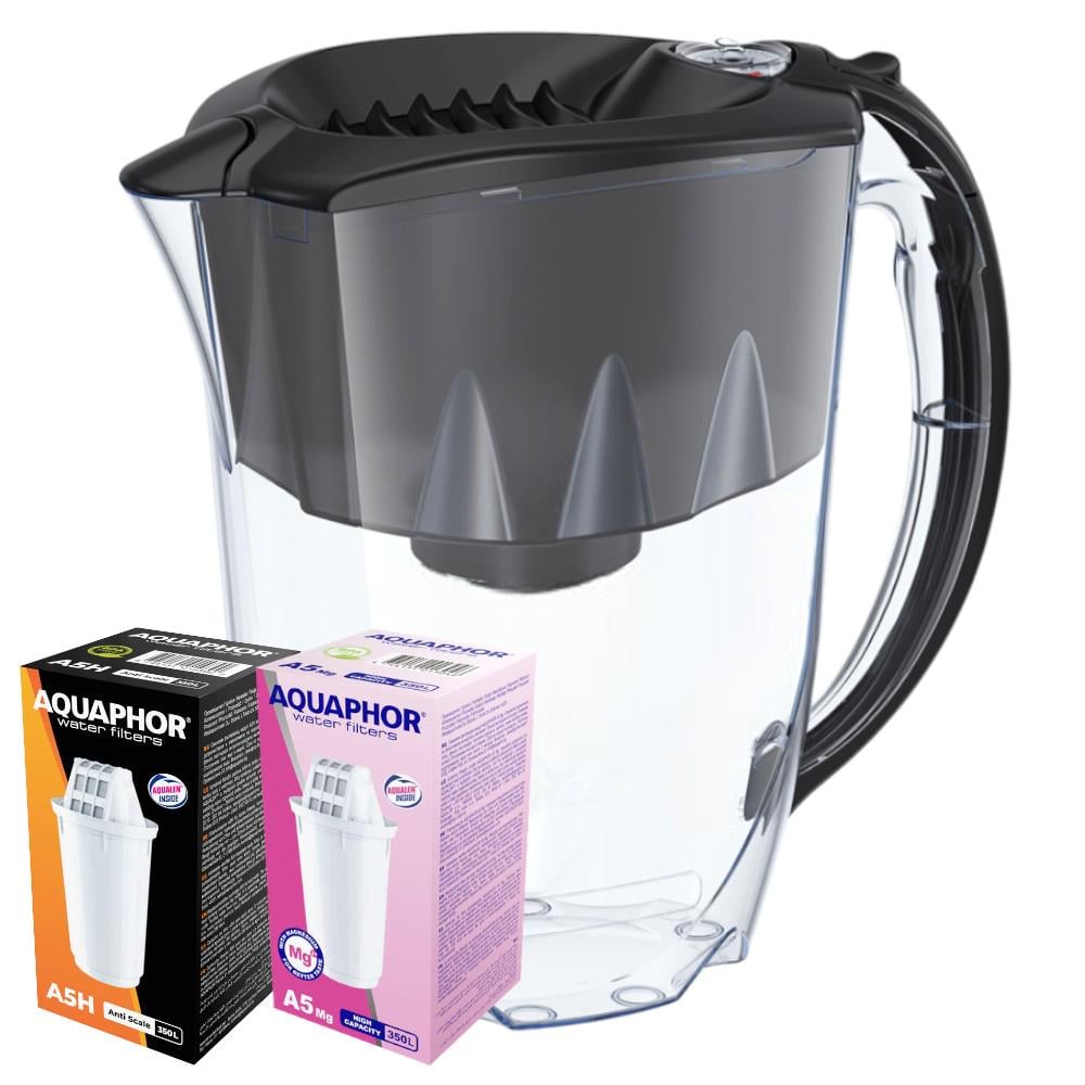 Фильтр-кувшин Аквафор Престиж с двумя модулями: А5Mg, А5Н Черный