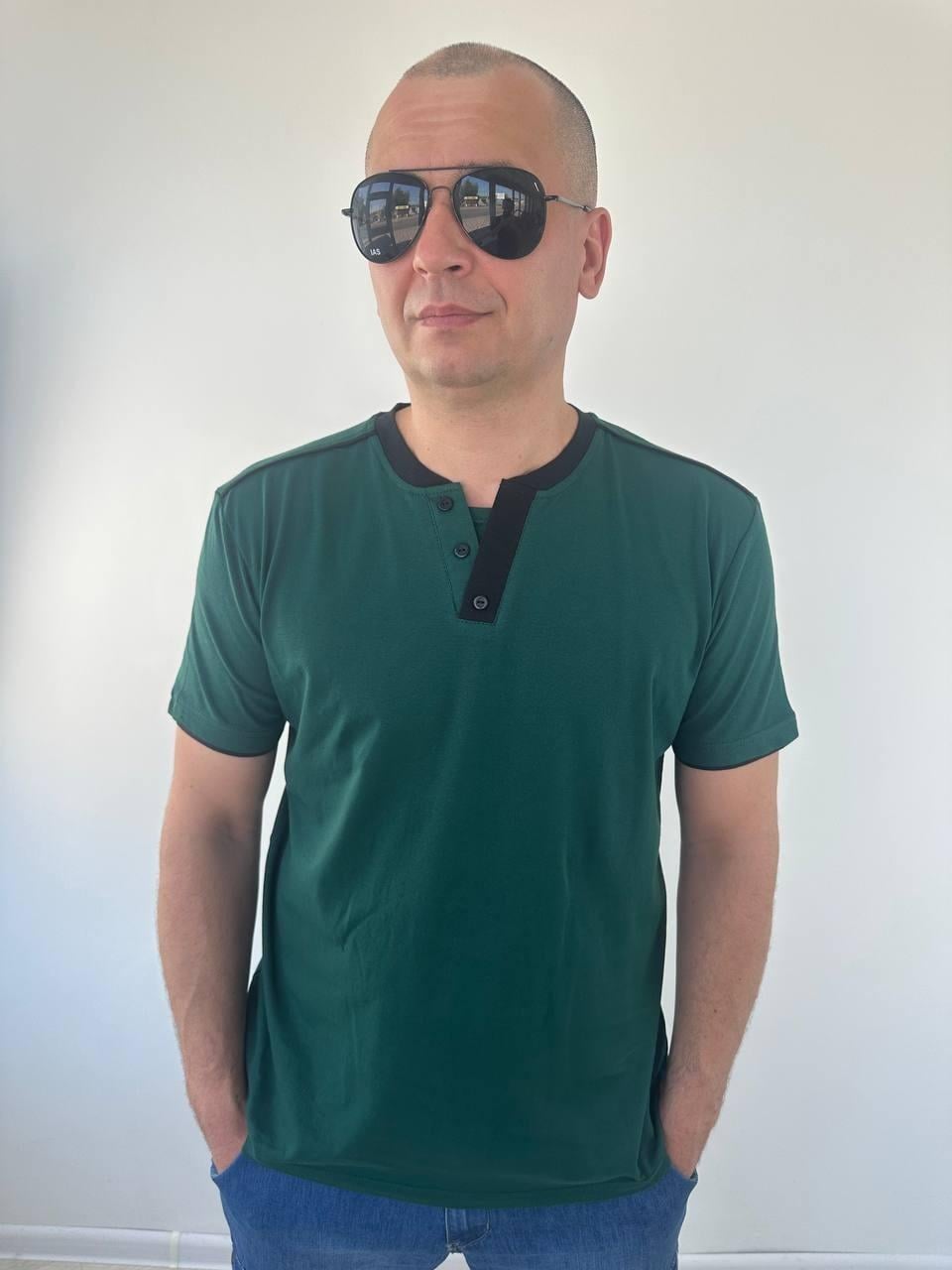 Футболка 3Д на гудзиках 6XL Темно-зелений/Чорний (34411715) Футболка 3Д на гудзиках 6XL Темно-зелений/Чорний (34411715)