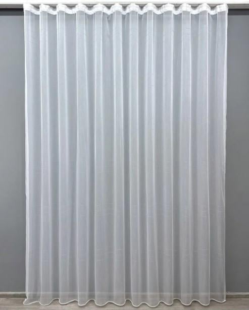 Тюль бамбук в клетку Белый/Серый (1615т)