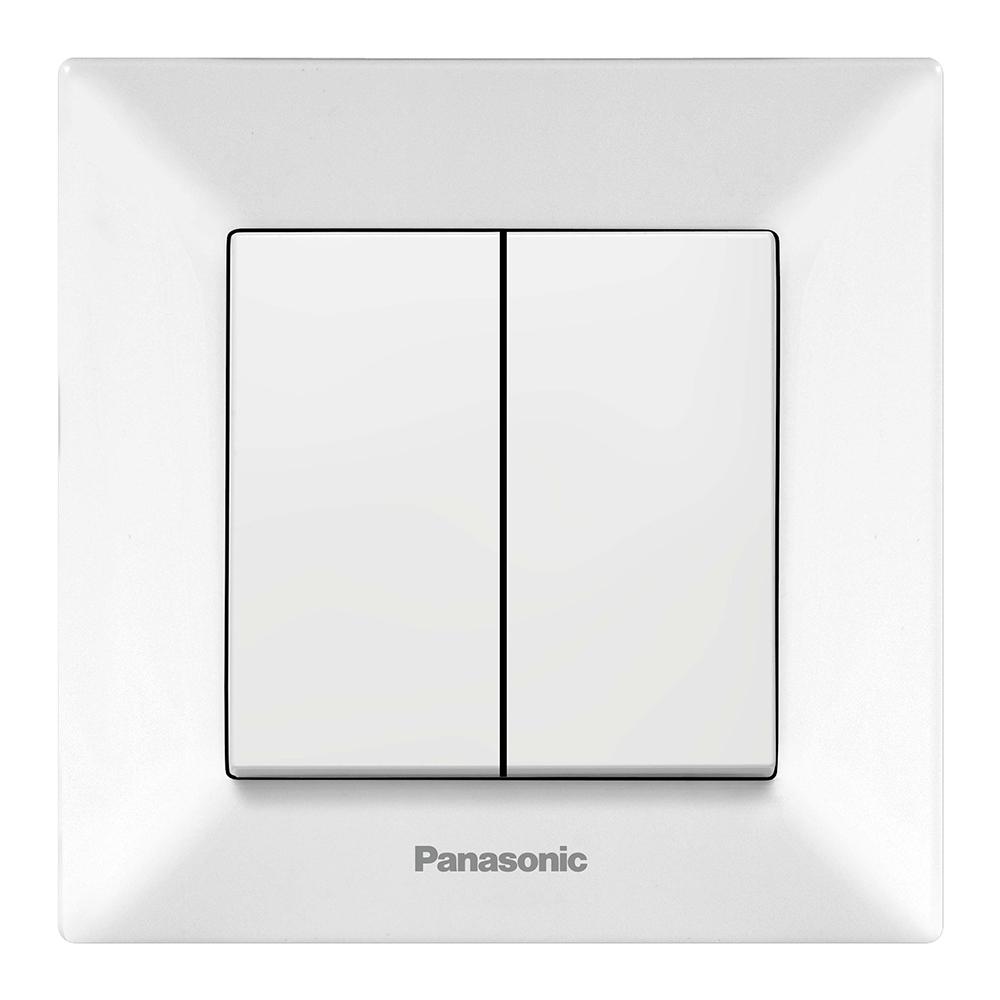 Выключатель Panasonic Arkedia Slim импульсный двухклавишный Белый (22884)