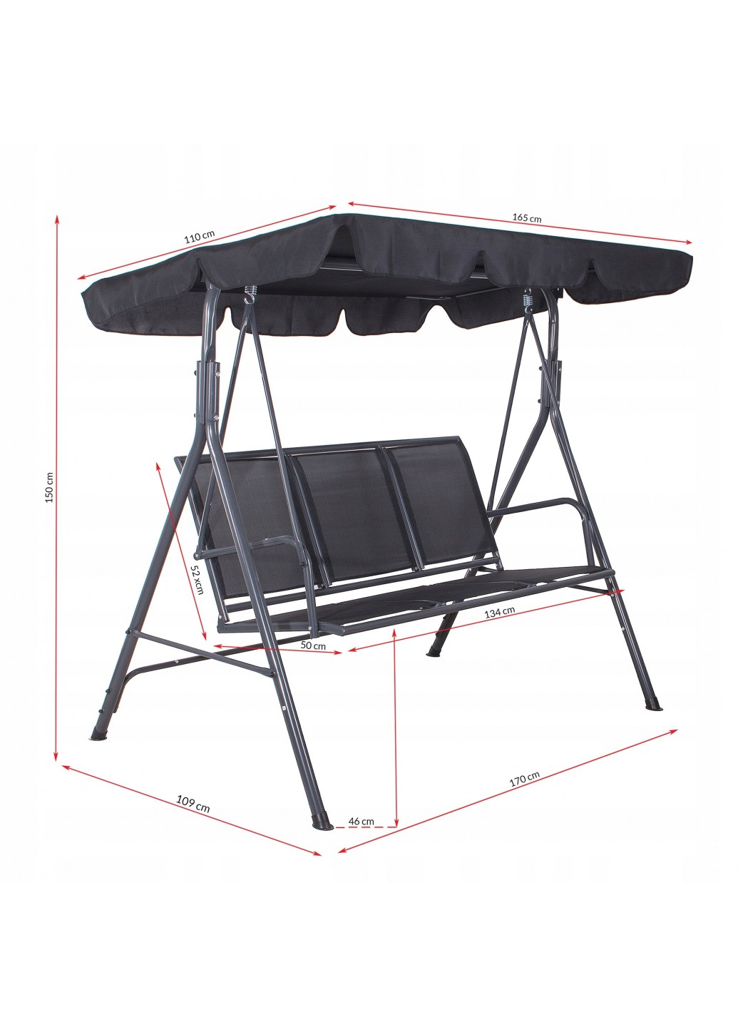 Садова гойдалка Springos Fiona 150x170 см Чорний (GS0010) - фото 3