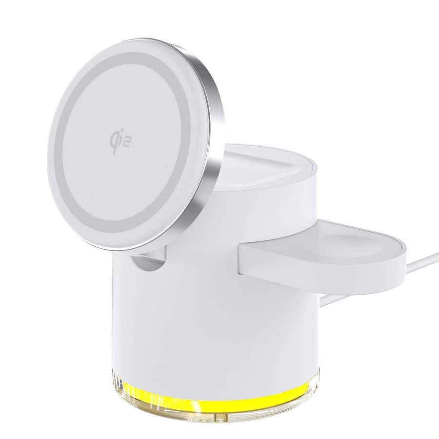Док-станция беспроводная магнитная Qi2 C16 Magsafe 4в1 с функцией ночника