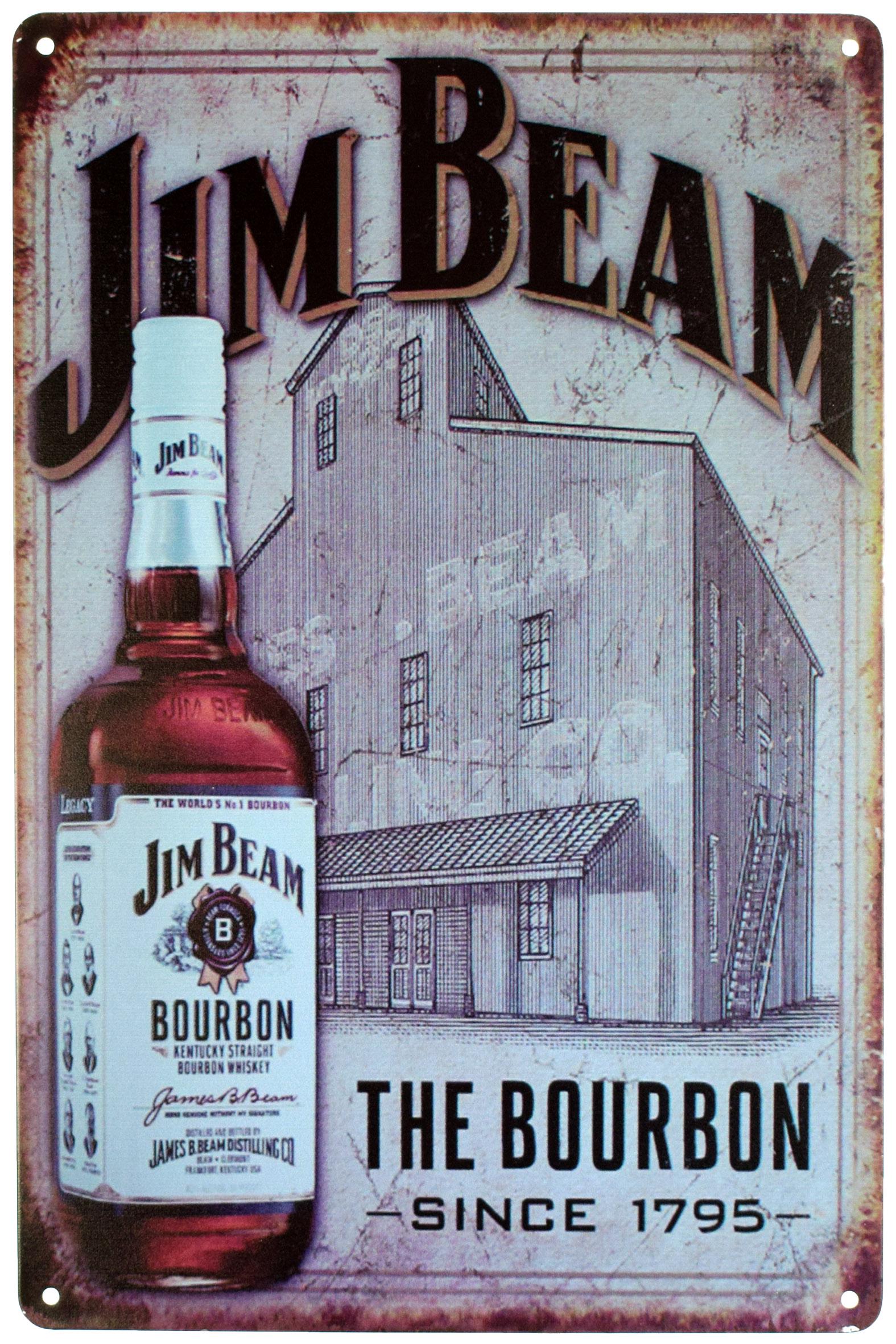 Табличка металлическая Джим Бим Бурбон Jim Beam Bourbon 20x30 см Табличка металлическая Джим Бим Бурбон Jim Beam Bourbon 20x30 см