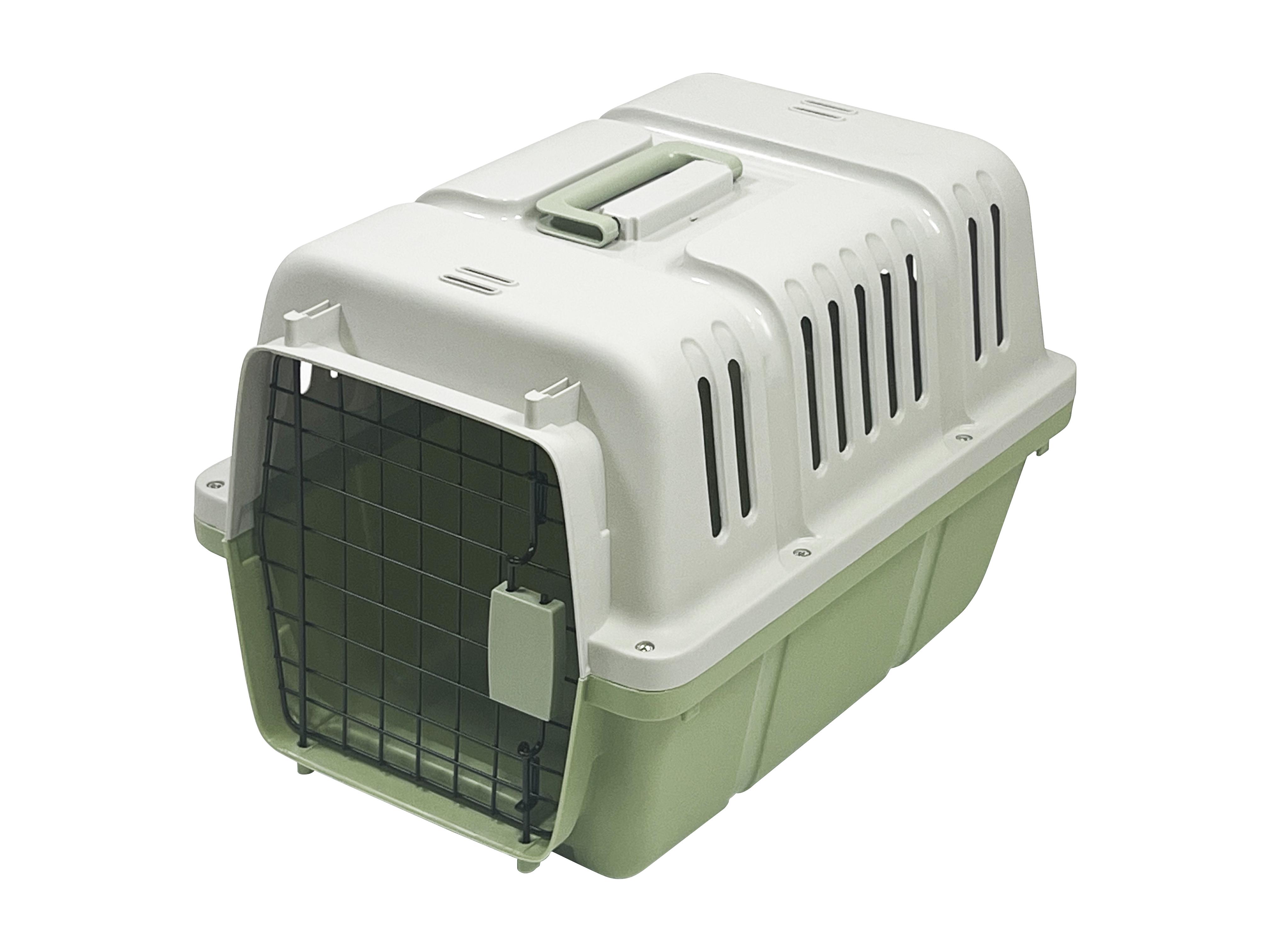 Переноска для животных JCB с металлической дверью 50х35х35 см Зеленый/Белый