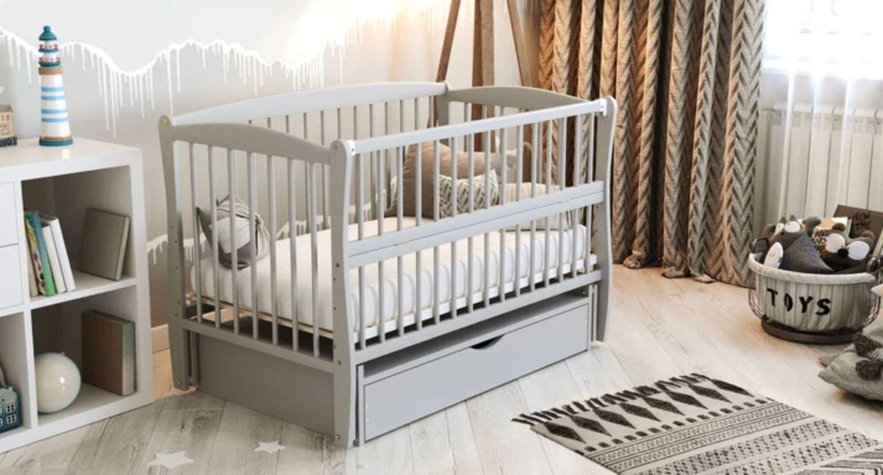 Кроватка-колыбель для новорожденных Элит ящик/маятник/откидная сторона/3 уровня дна Grey (31627316)