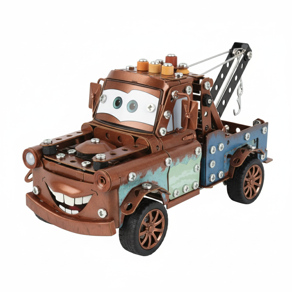 Конструктор детский металлический 128-8 Автомобиль с инструментами и резиновыми шинами (29205393)