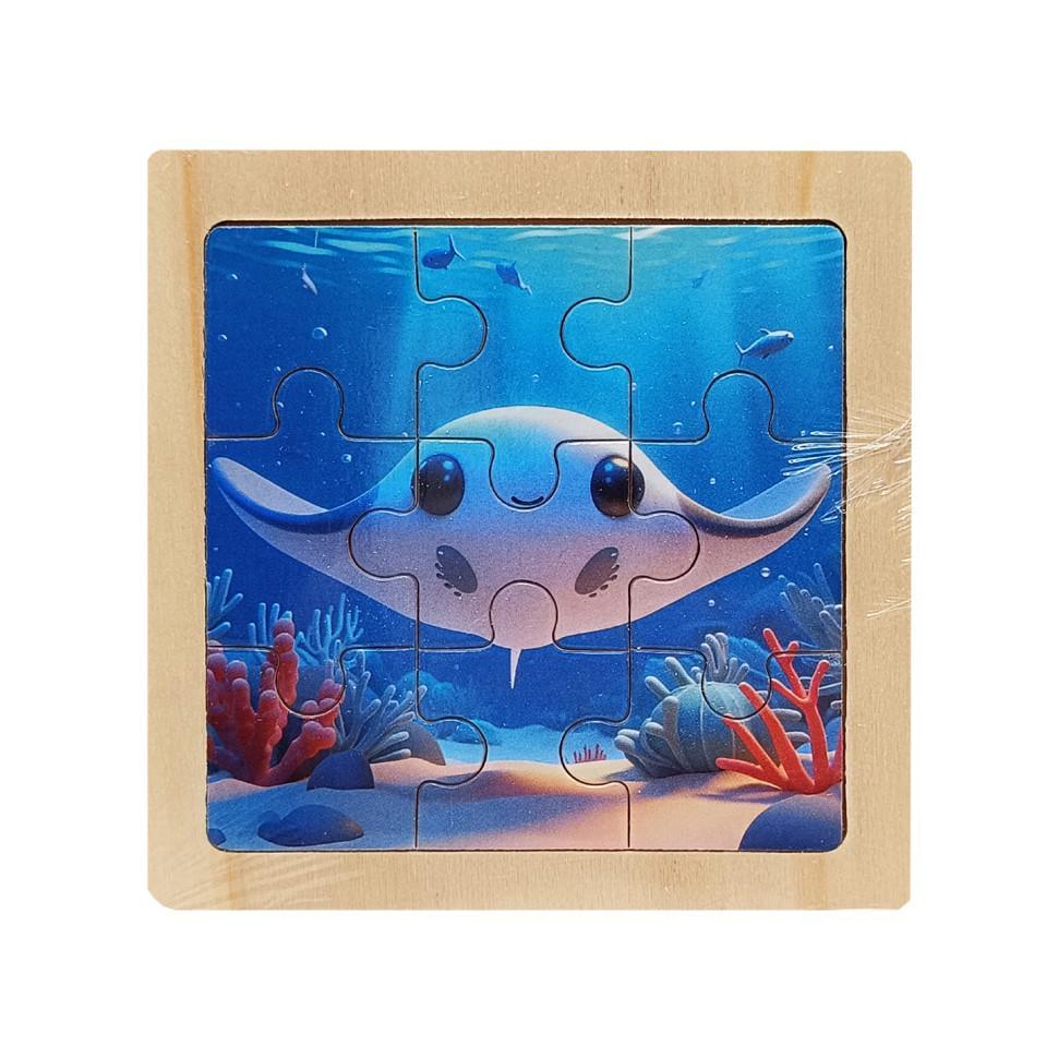 Пазл-вкладиш дерев'яний дитячий Морський скат MD 1506-11 9 ел. (RLT52753)