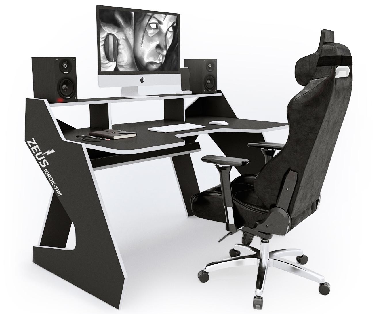 Стол геймерский с надстройкой Zeus Igrok-Tim ЛДСП Черный/белый - фото 6 Стол геймерский с надстройкой Zeus Igrok-Tim ЛДСП Черный/белый - фото 6