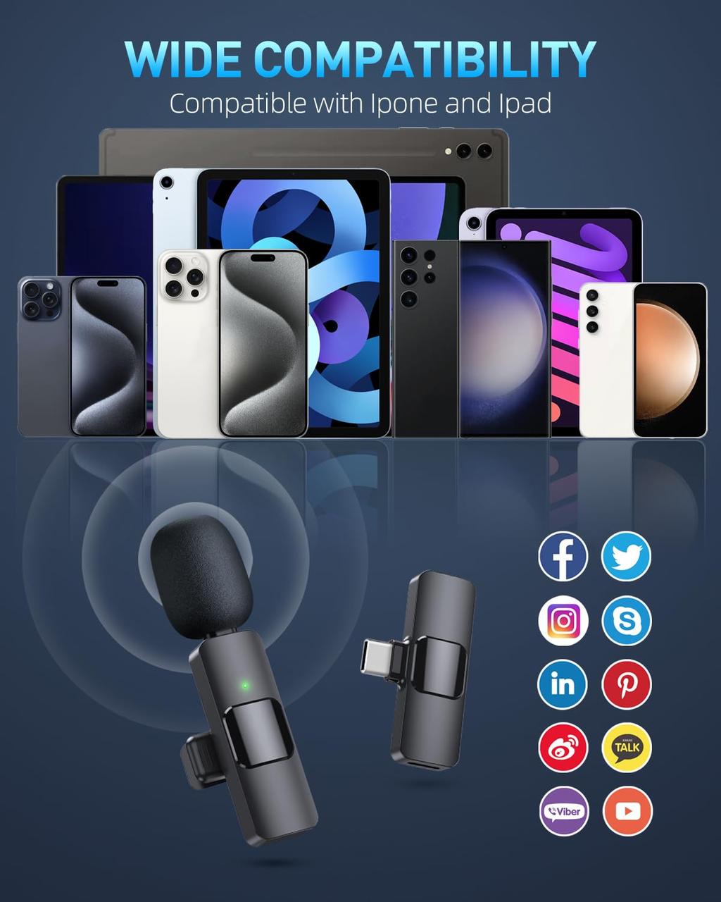 Микрофон петличный беспроводной K8 для телефонов с Lightning с адаптером Lightning на Type-C - фото 2 Микрофон петличный беспроводной K8 для телефонов с Lightning с адаптером Lightning на Type-C - фото 2