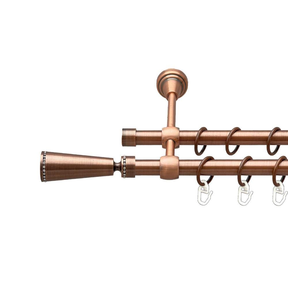 Карниз металлический Orvit Меркурия двухрядный литой/гладкая труба/кольцо металлическое Медь 16/16 мм 200 см (00-00019639)