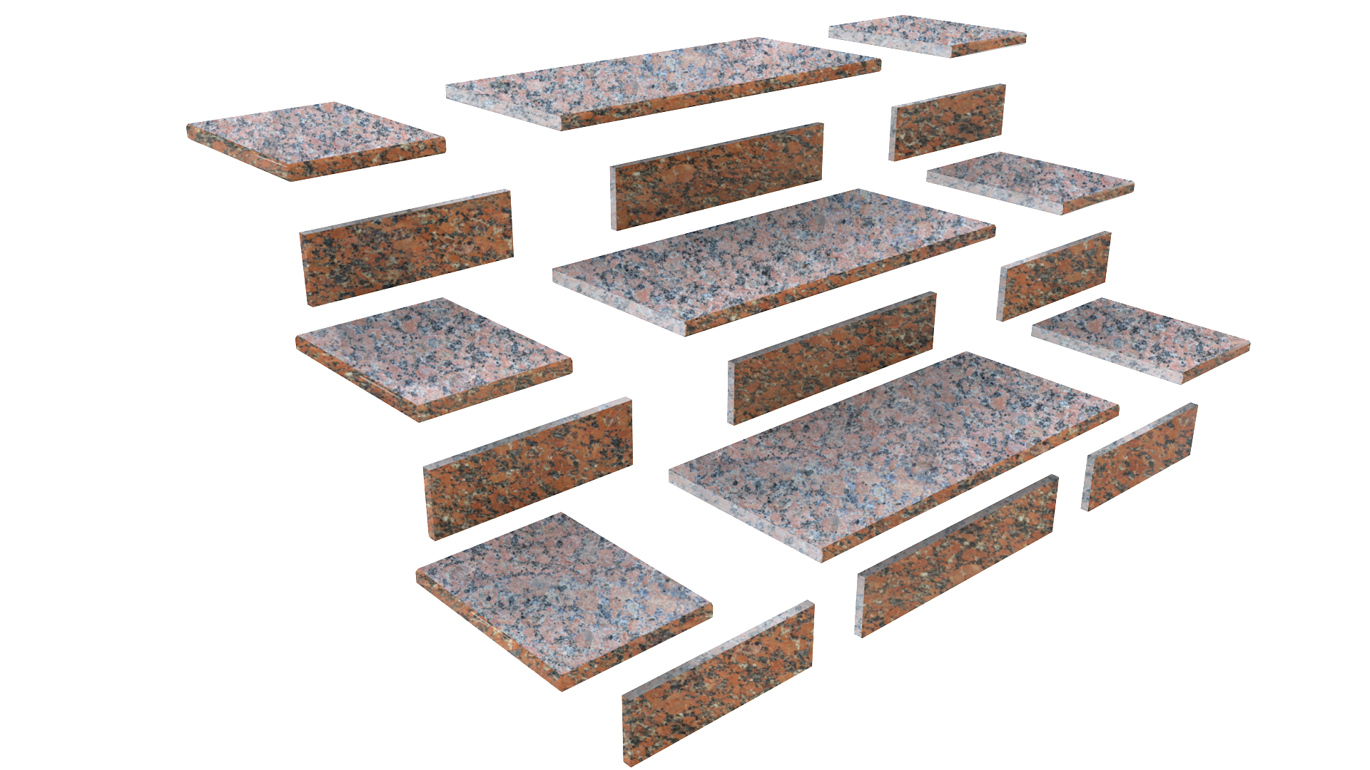 Комплект ROSSO TOLEDO ступенька 150х40х3 см/подступенька 146х120х2 см гранит Светло-коричневый с черным (26358517) - фото 2 Комплект ROSSO TOLEDO ступенька 150х40х3 см/подступенька 146х120х2 см гранит Светло-коричневый с черным (26358517) - фото 2