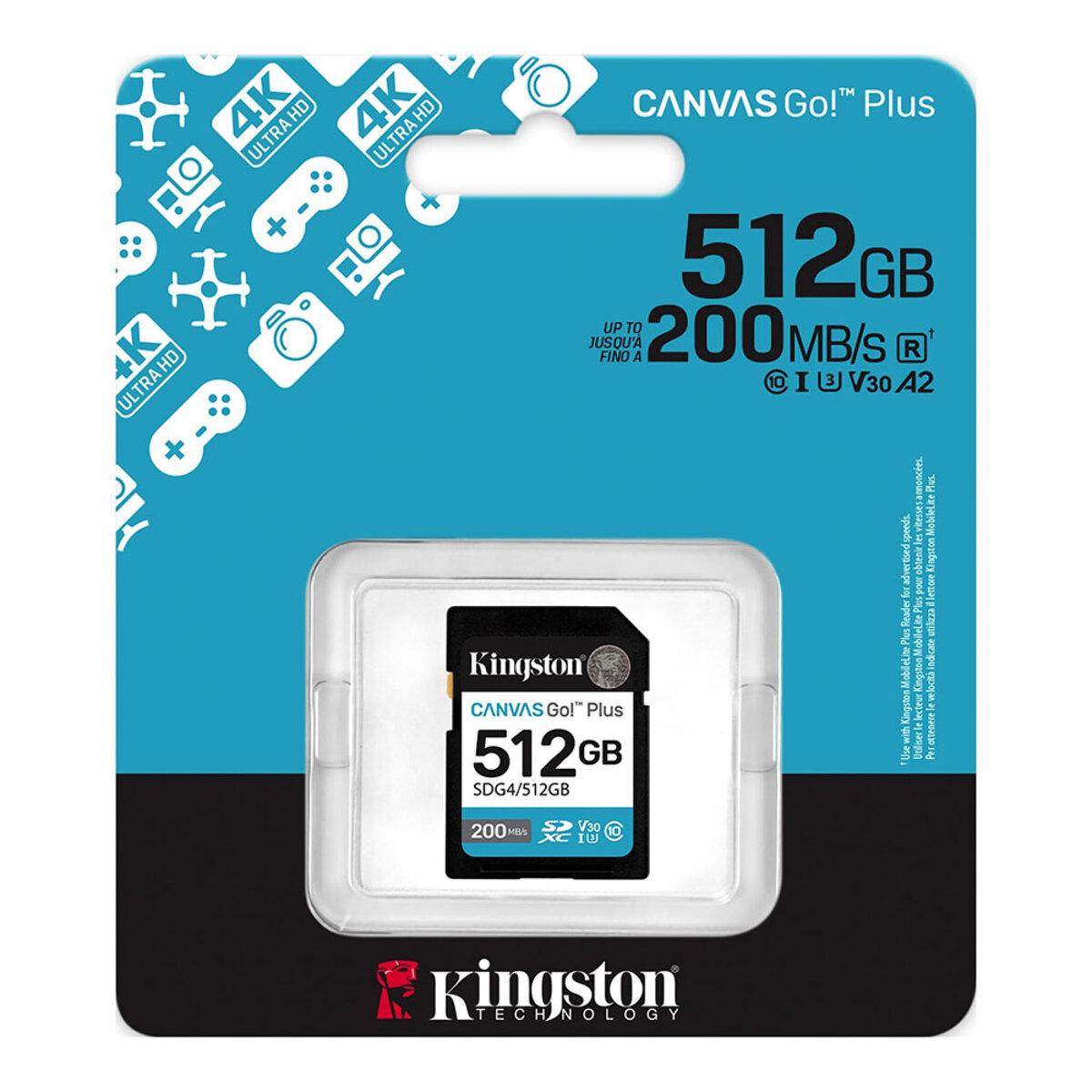 Карта пам'яті Kingston Canvas Go! Plus 512 GB SDXC UHS-1 U3 class 10 A2 V30 R170MB/s W90MB/s (SDG4/512GB) - фото 3 Карта пам'яті Kingston Canvas Go! Plus 512 GB SDXC UHS-1 U3 class 10 A2 V30 R170MB/s W90MB/s (SDG4/512GB) - фото 3