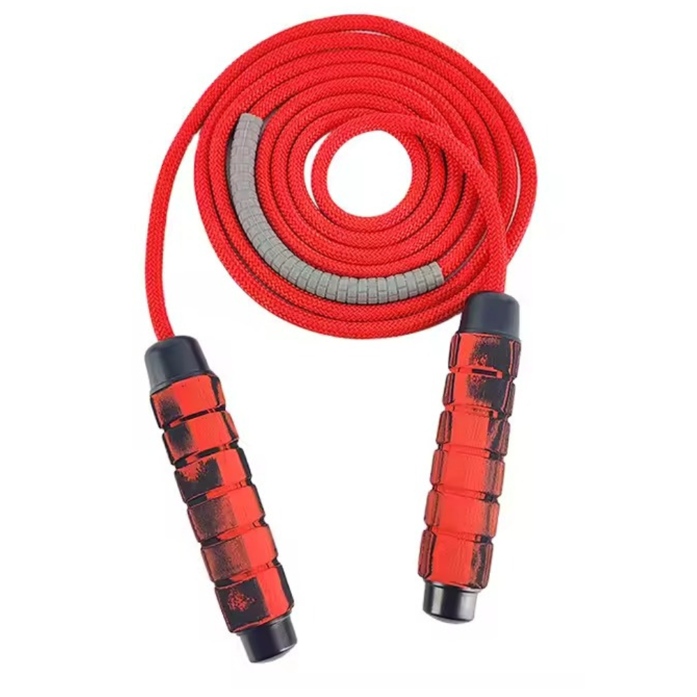 Скакалка гімнастична з плетеним нейлоновим канатом з підшипниками 2,8 м Чорно-червоний (2554804268) - фото 3