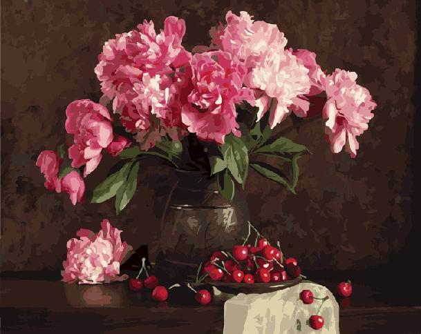 Картина по номерам Brushme Пионы и вишни (GX4645) Картина по номерам Brushme Пионы и вишни (GX4645)