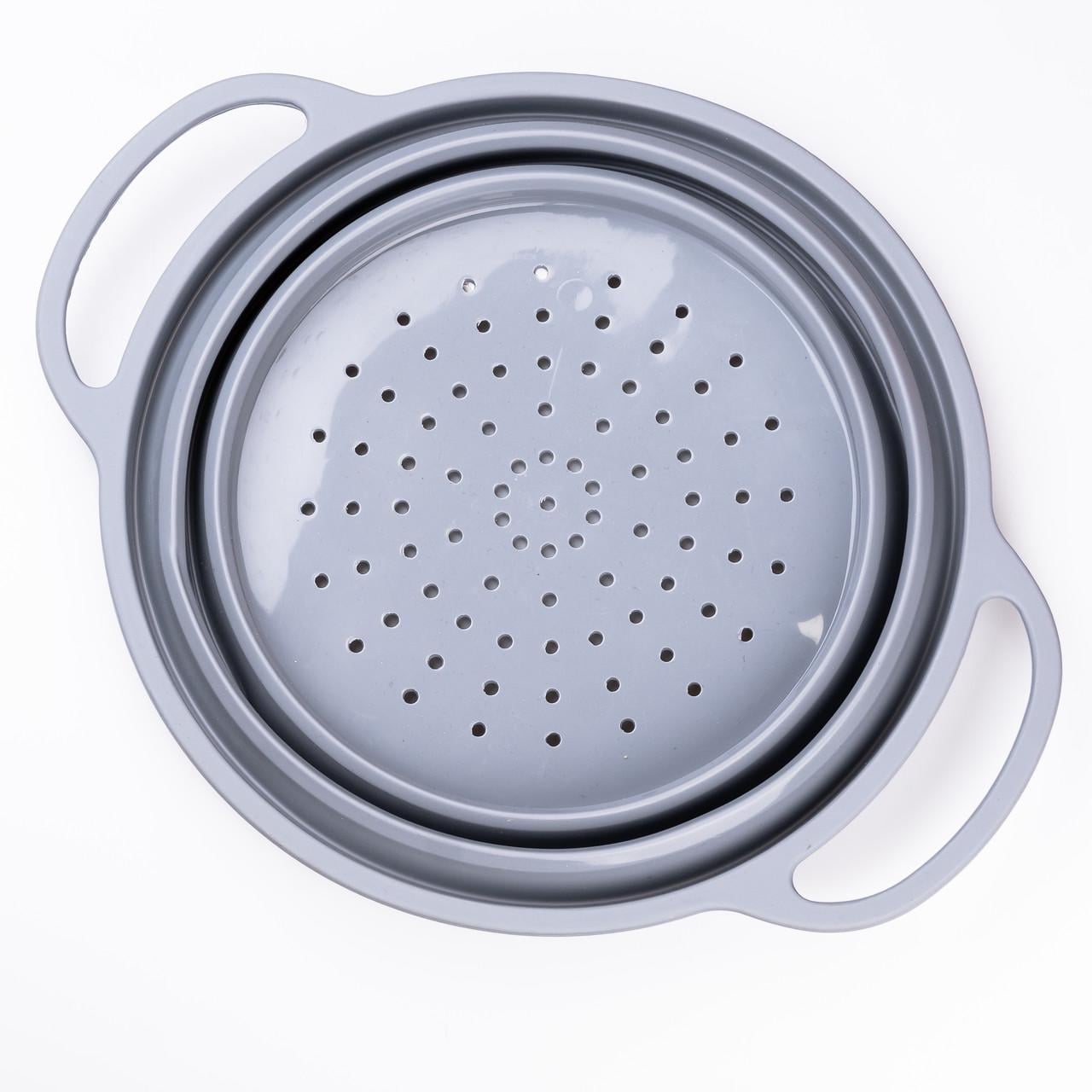 Дуршлаг силиконовый складной с ручками 2,6 л Серый (4572)