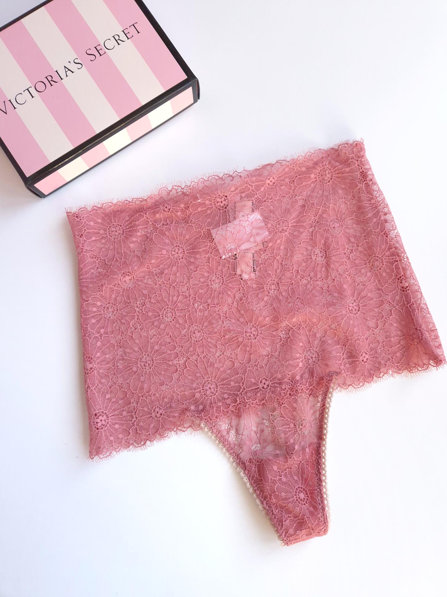 Трусики жіночі гіпюрові Victoria's Secret high waist thong panty А-95 M Рожевий (44) - фото 6