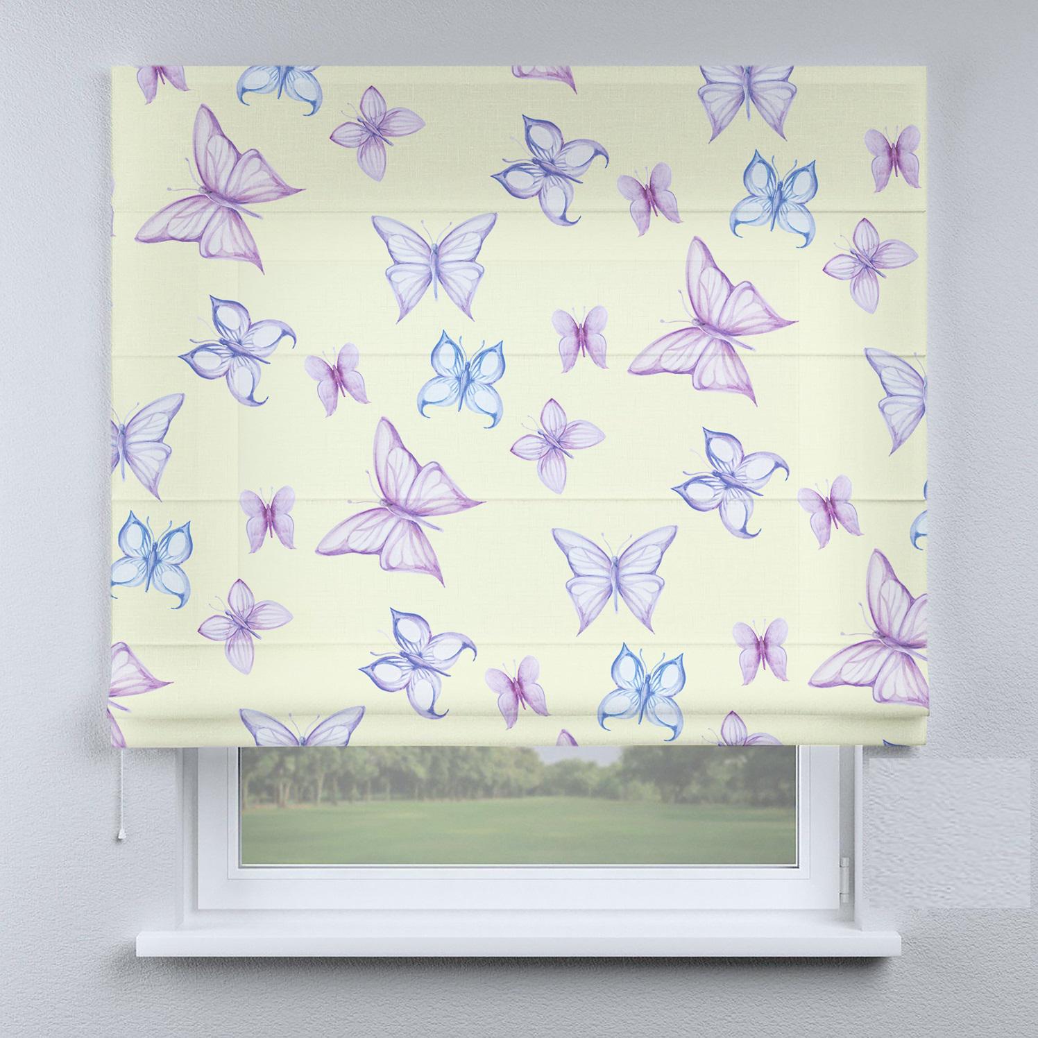 Римская штора Веревочный карниз Wenster ДВ 15-01-57 Бабочки 65х200 см Молочный (8148085)