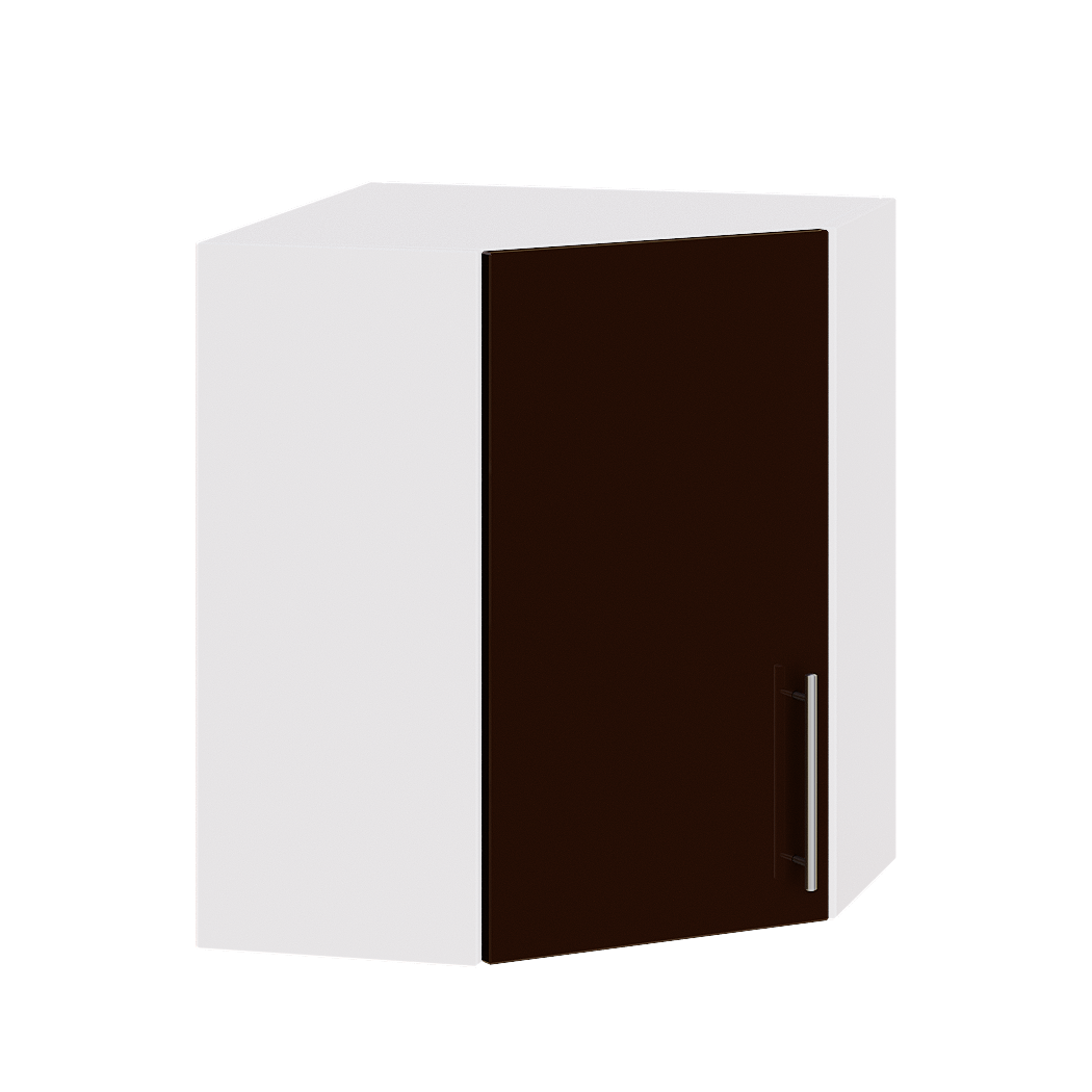 Шкаф верхний Эверест Модерн модуль Верх угловой В17-600 60х60х72 см Шоколад глянец/Белый (02709)