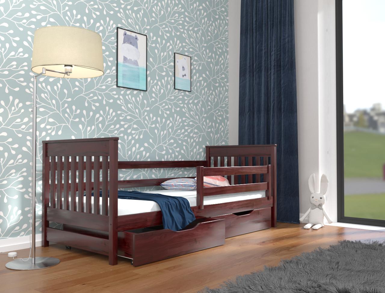 Кровать в детскую односпальная Luna mebli Адель с бортиком/ящиками 90x200 см Палисандр (38592)