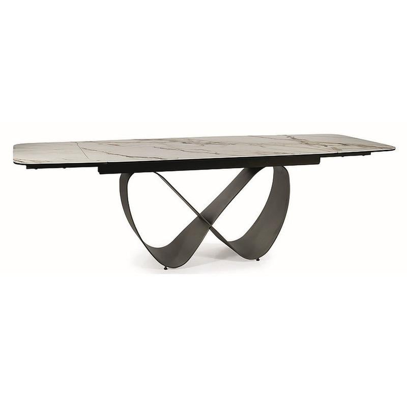 Стіл обідній розкладний INFINITY CERAMIC 160-240x95 Білий Amber BIANCO/Коричневий (INFINITYBBR160)