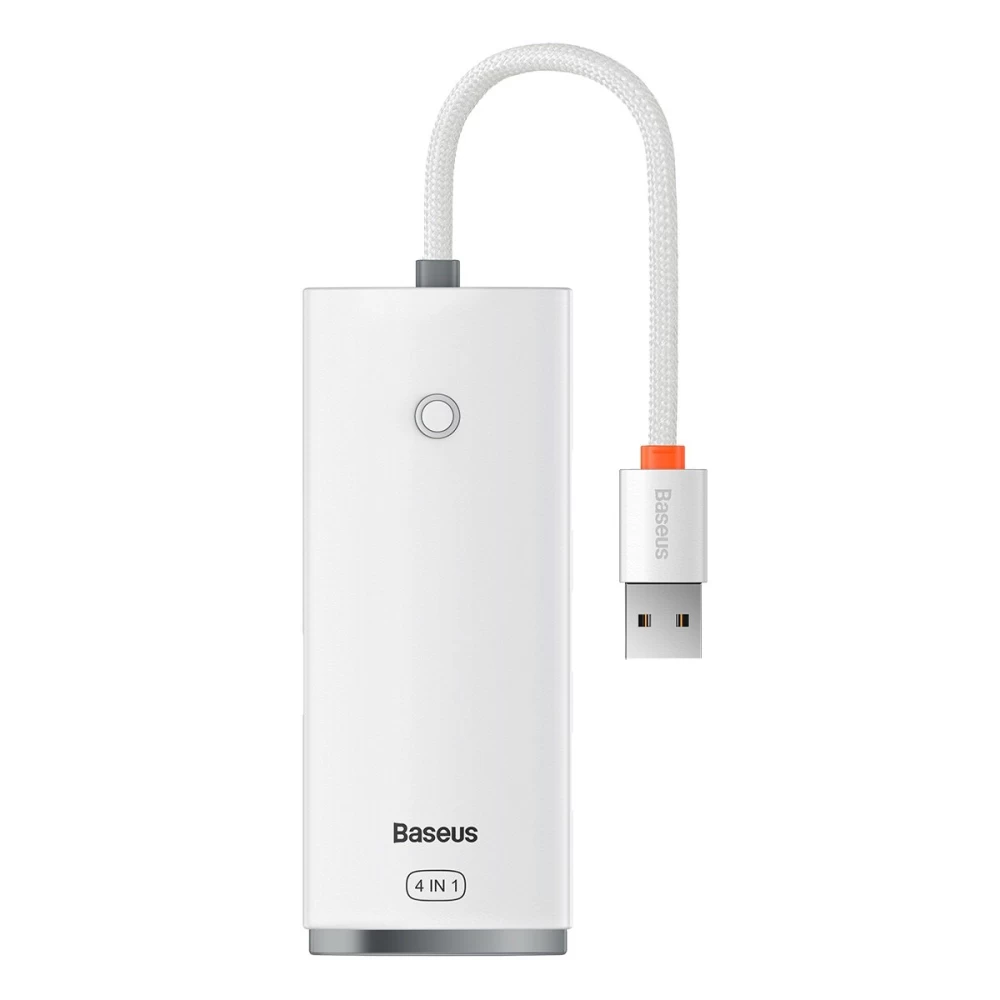 Хаб Baseus Lite Series 4-Port Type-C Adapter Type-C to USB 3,0х4х25 см WKQX030302 White