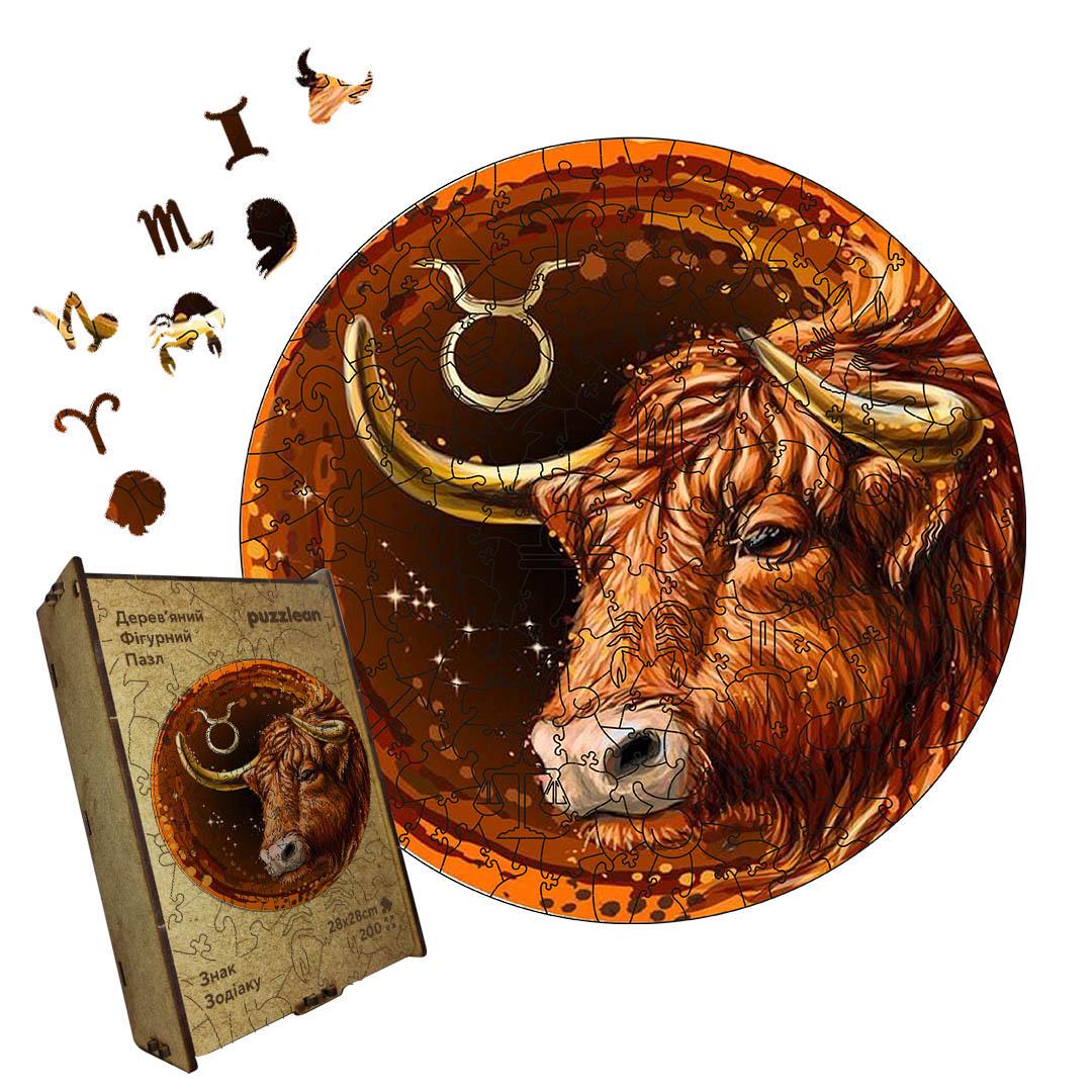 Пазл дерев'яний Знак Зодіаку Телець А2 картонна коробка 300+ елементів Пазл дерев'яний Знак Зодіаку Телець А2 картонна коробка 300+ елементів
