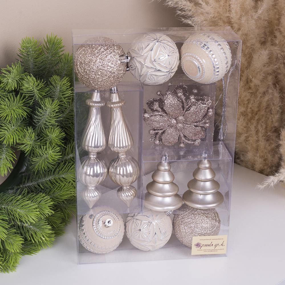 Шары елочные 7 см Бежевый (2525)