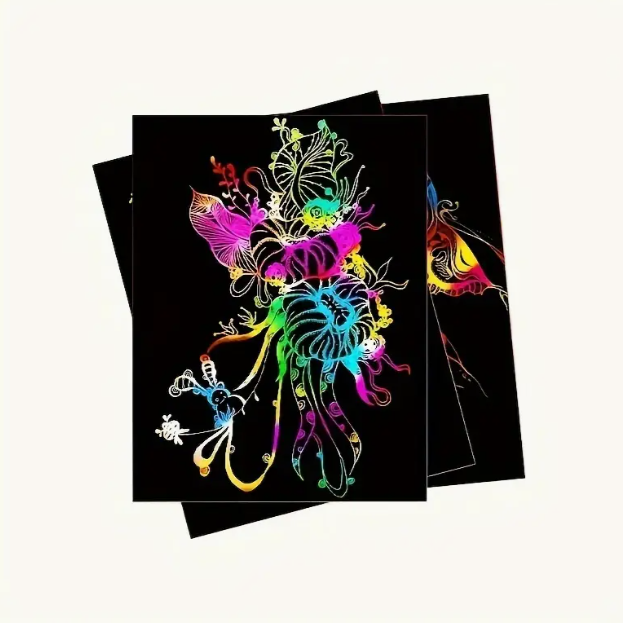 Скретч-бумага для рисования радужная С бамбуковой палочкой фон 10 л. Разноцветный (2101) Скретч-бумага для рисования радужная С бамбуковой палочкой фон 10 л. Разноцветный (2101)