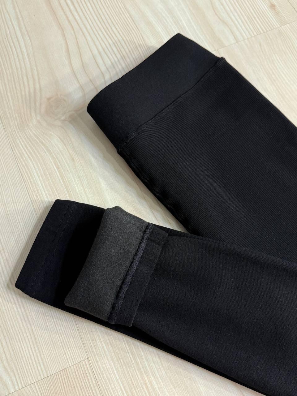 Лосины женские Kataya 6829 утепленные в рубчик хлопковые р. 42-48 Черный (5373) - фото 4