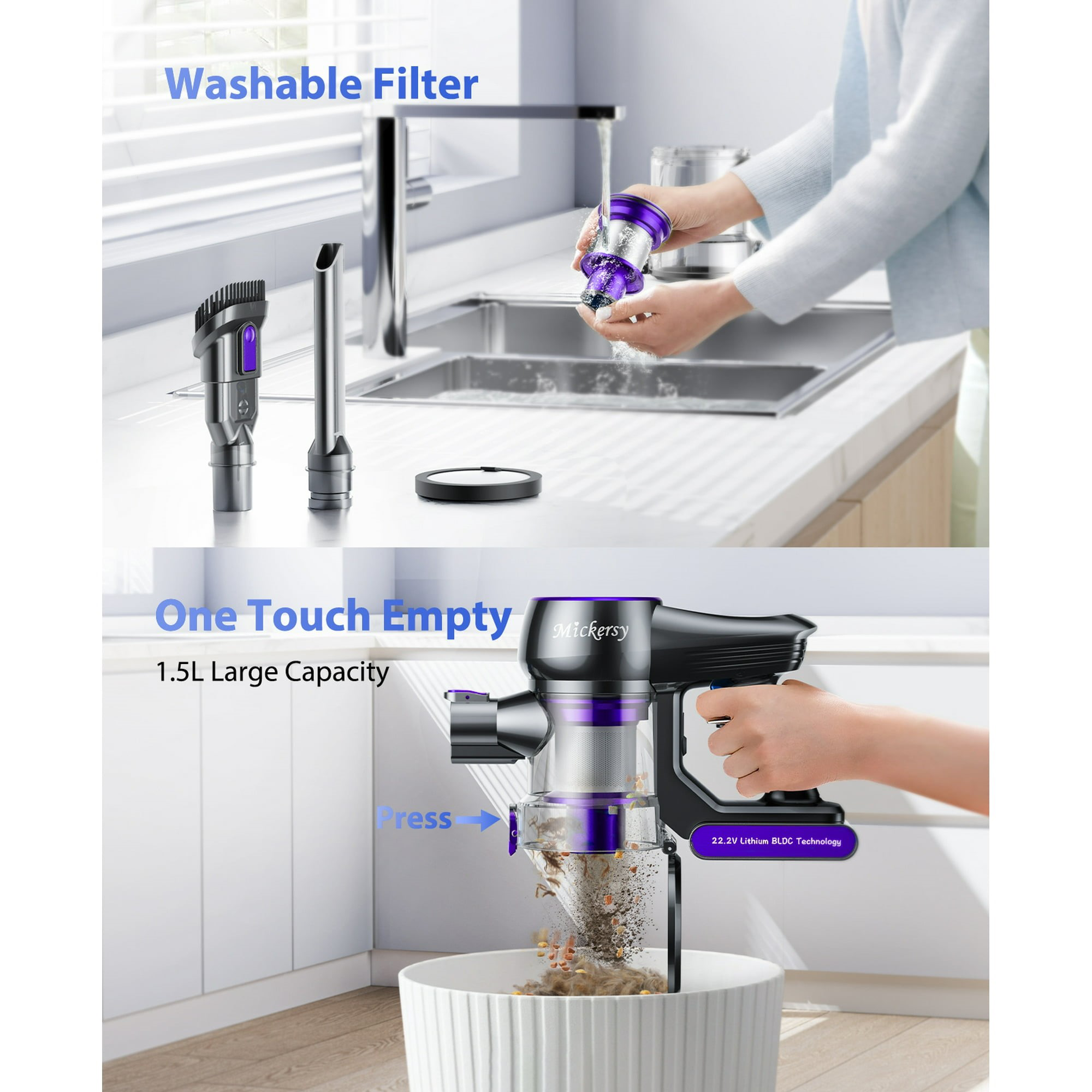 Пылесос-швабра Vendor 450 Вт 6в1 беспроводной Синий (29913303) - фото 3 Пылесос-швабра Vendor 450 Вт 6в1 беспроводной Синий (29913303) - фото 3