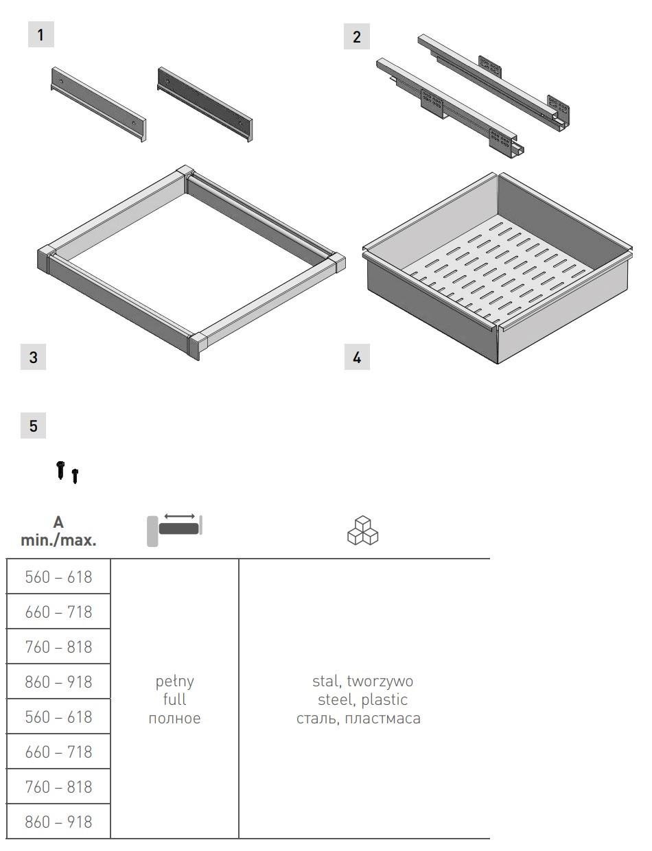 Кошик для білизни GTV Elite з дотягом 800 мм Чорний (WG-KOSZ80-20) - фото 6 Кошик для білизни GTV Elite з дотягом 800 мм Чорний (WG-KOSZ80-20) - фото 6