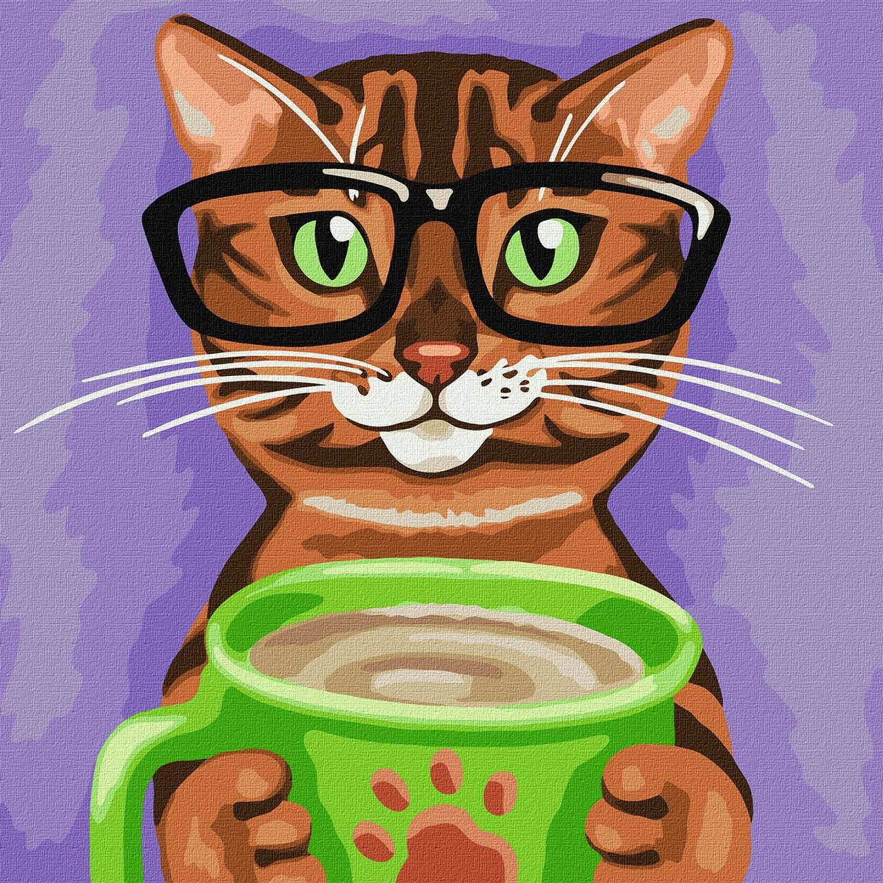 Картина по номерам Идейка Полосатый бариста 40х40 см (КНО4313)