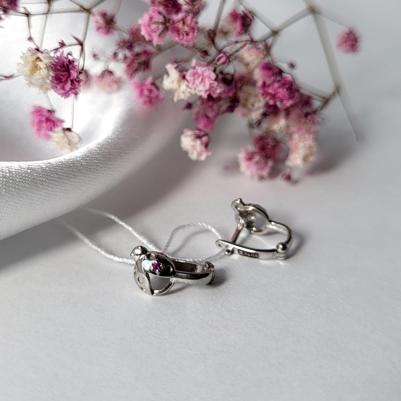 Серьги Божьи Коровки с розовым камнем из серебра 925 пробы 1,02 г (82677рб)