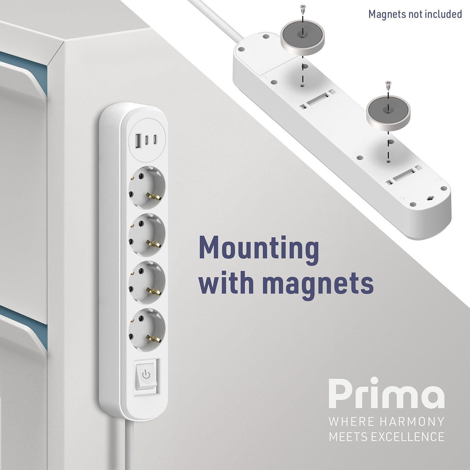 Подовжувач Electraline 4 розетки 3 USB 2хUSB-C/1хUSB-A 20 Вт 1,5 м 16A Білий - фото 3 Подовжувач Electraline 4 розетки 3 USB 2хUSB-C/1хUSB-A 20 Вт 1,5 м 16A Білий - фото 3