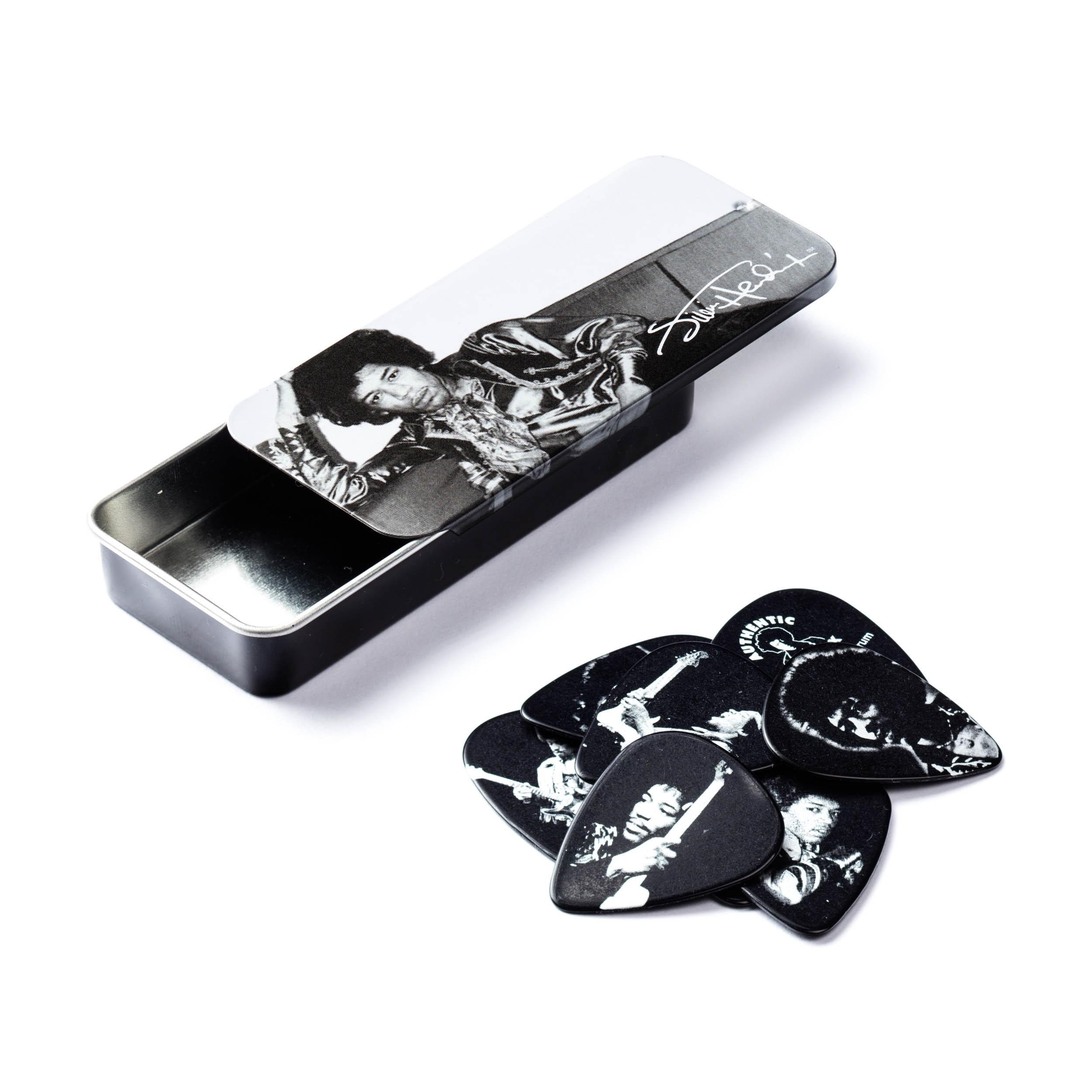 Набор медиаторов Dunlop JH-PT05H Jimi Hendrix Silver Portrait Pick Tin Heavy 12 шт. (121911)