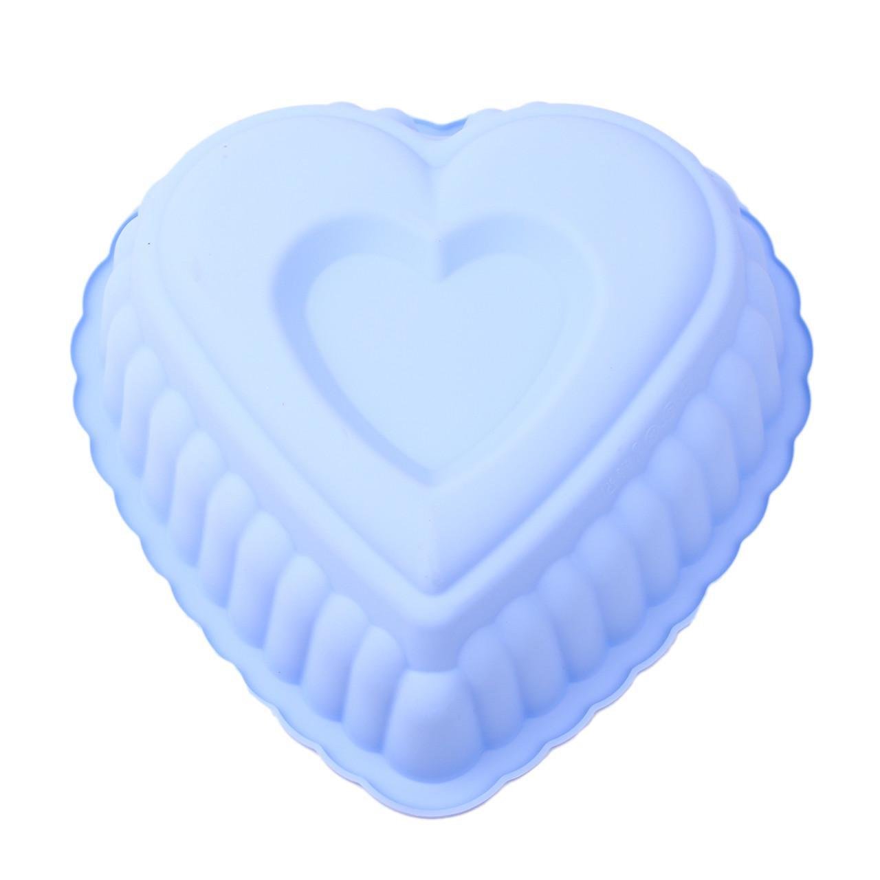 Форма силиконовая для выпечки Сердце двойное 24х23 см Голубой (2356744429)
