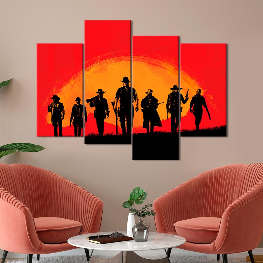 Настенний декор Персонажи вестерн-игры Red Dead 129x90 см (A170-4)