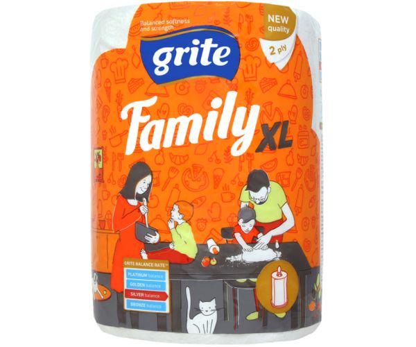 Бумажные полотенца двухслойные GRITE Family Jumbo XL 78 м 250 листов 200х315 мм (17769)