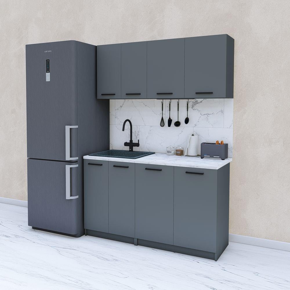 Кухня лінійна готова 1,4 м 140 см Графіт (МП47в)