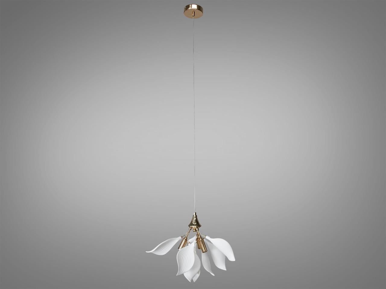 Люстра подвесная керамическая для зала на 3 лампы Золотой (7172-3PGD-LS)