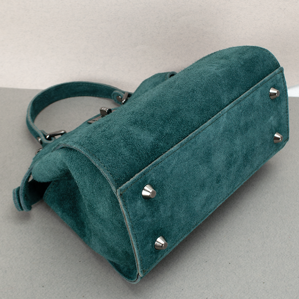 Сумка жіноча Virginia Conti 03736 замшева на застібці Темно-зелений (2385379057) - фото 4