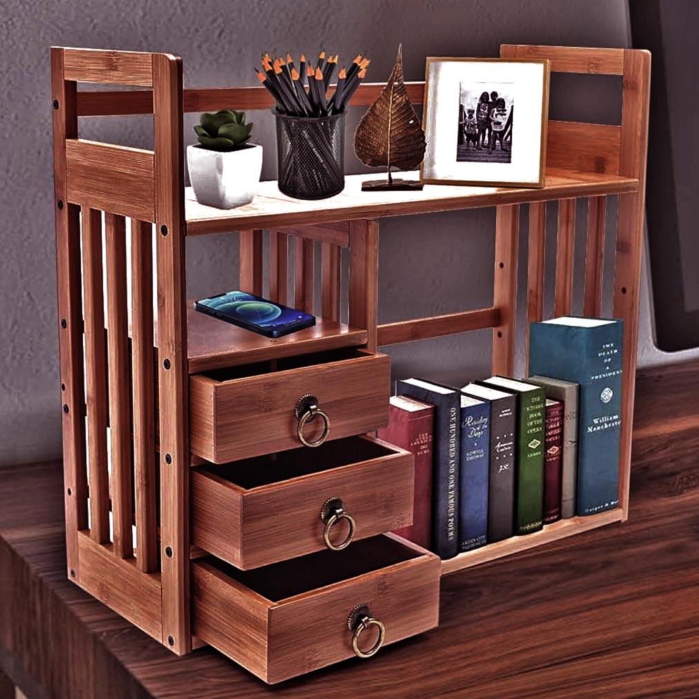 Полка книжная настольная из дерева Гериния Шафран (КПА-018106)