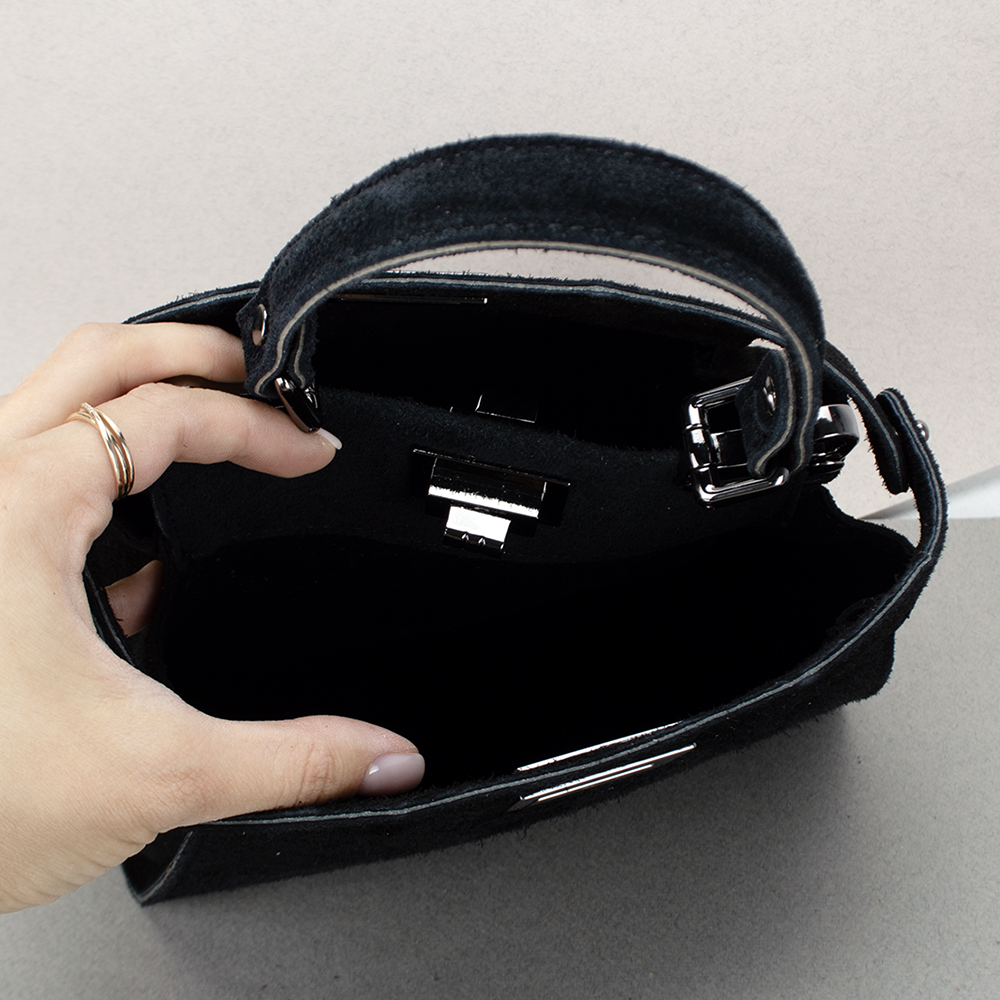 Сумка жіноча Virginia Conti 03736 замшева на застібці Чорний (2385248356) - фото 2