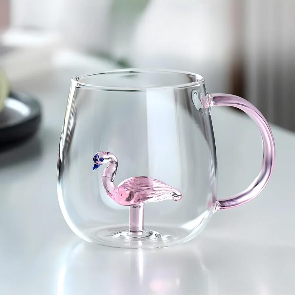 Кружка стеклянная с фигуркой Фламинго 280 мл 4 компл.